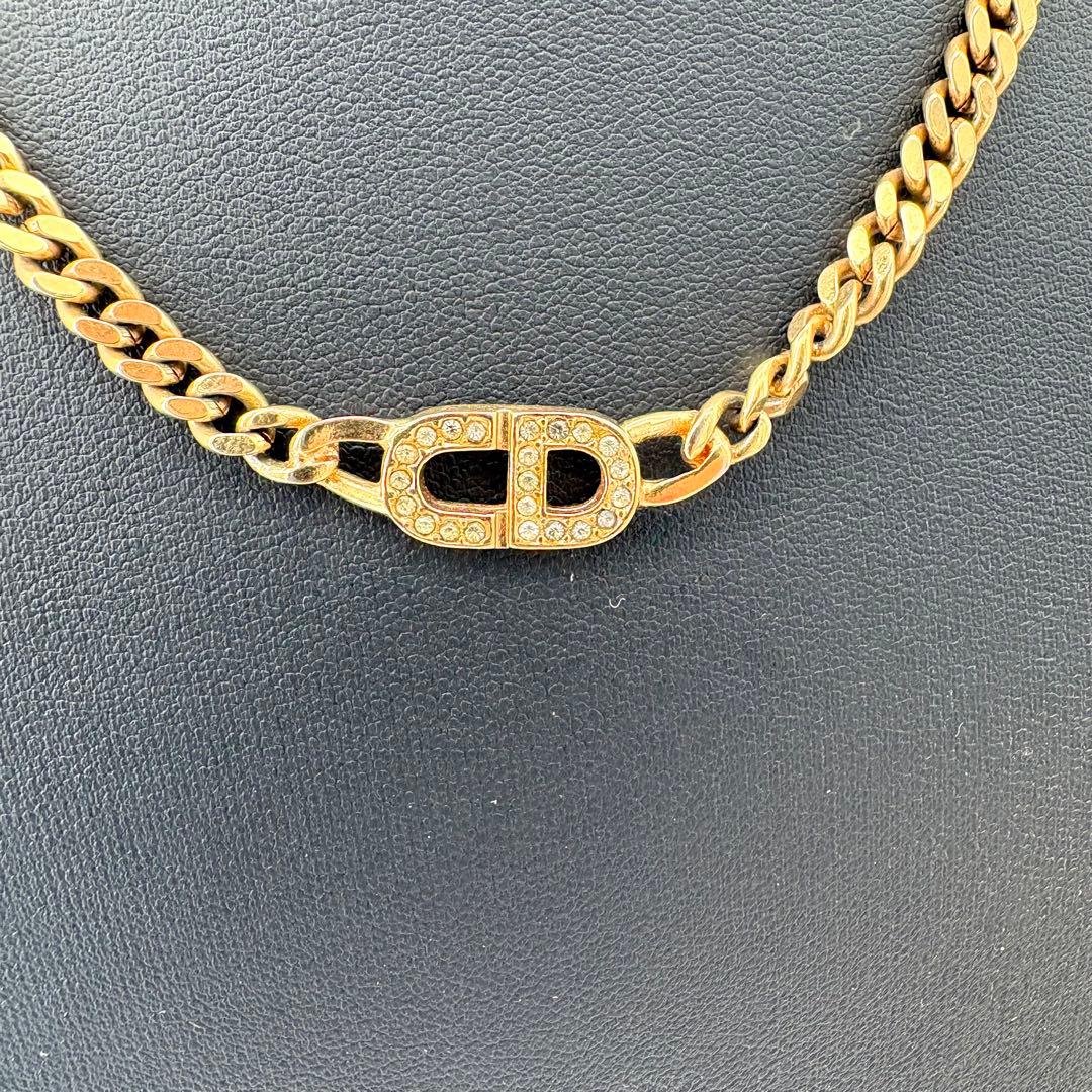 ディオール ネックレス 喜平 CDロゴ ラインストーン ゴールド
