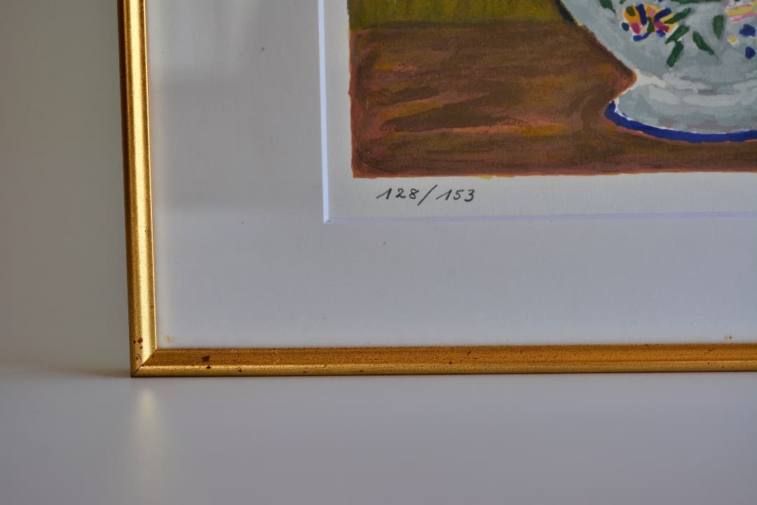 神下雄吉 アネモネ リトグラフ版画 一点物 128/153 額装