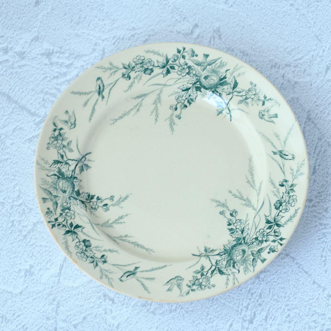 14日限定値下げ　クレイユモントロー　リノット　コンポティエ アンティークコンポティエ 鳥 フランス クレイユモントロー製 LINOTTE