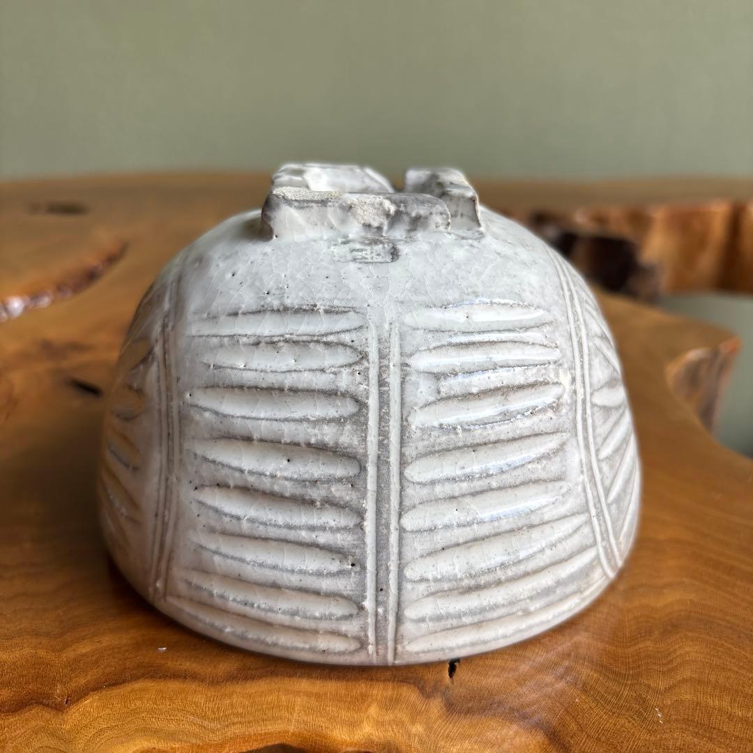 俵茶碗」長山窯 抹茶碗 茶道具 共箱 (7)