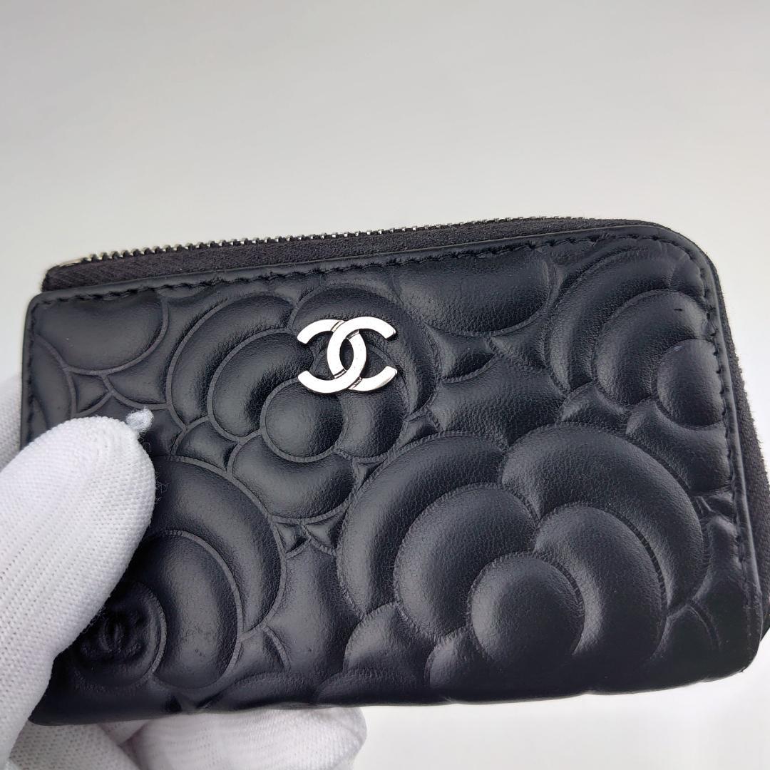 【美品】シャネル　カメリア　カードケース　L字ラウンドファスナー　1182