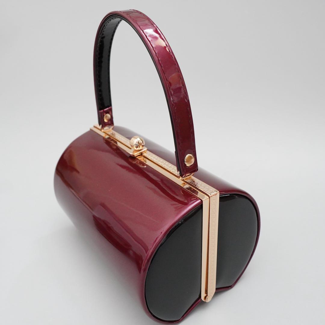 【訳あり】[ワイン×黒]エナメル草履バッグセット　フリーサイズ　成人式　卒業式