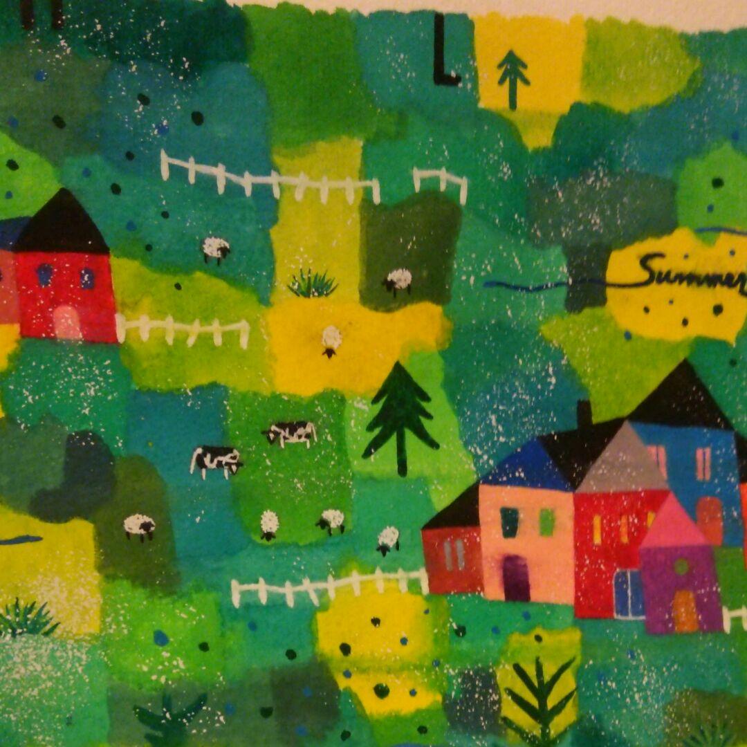 水彩画　浅き春　22.7×15.8cm