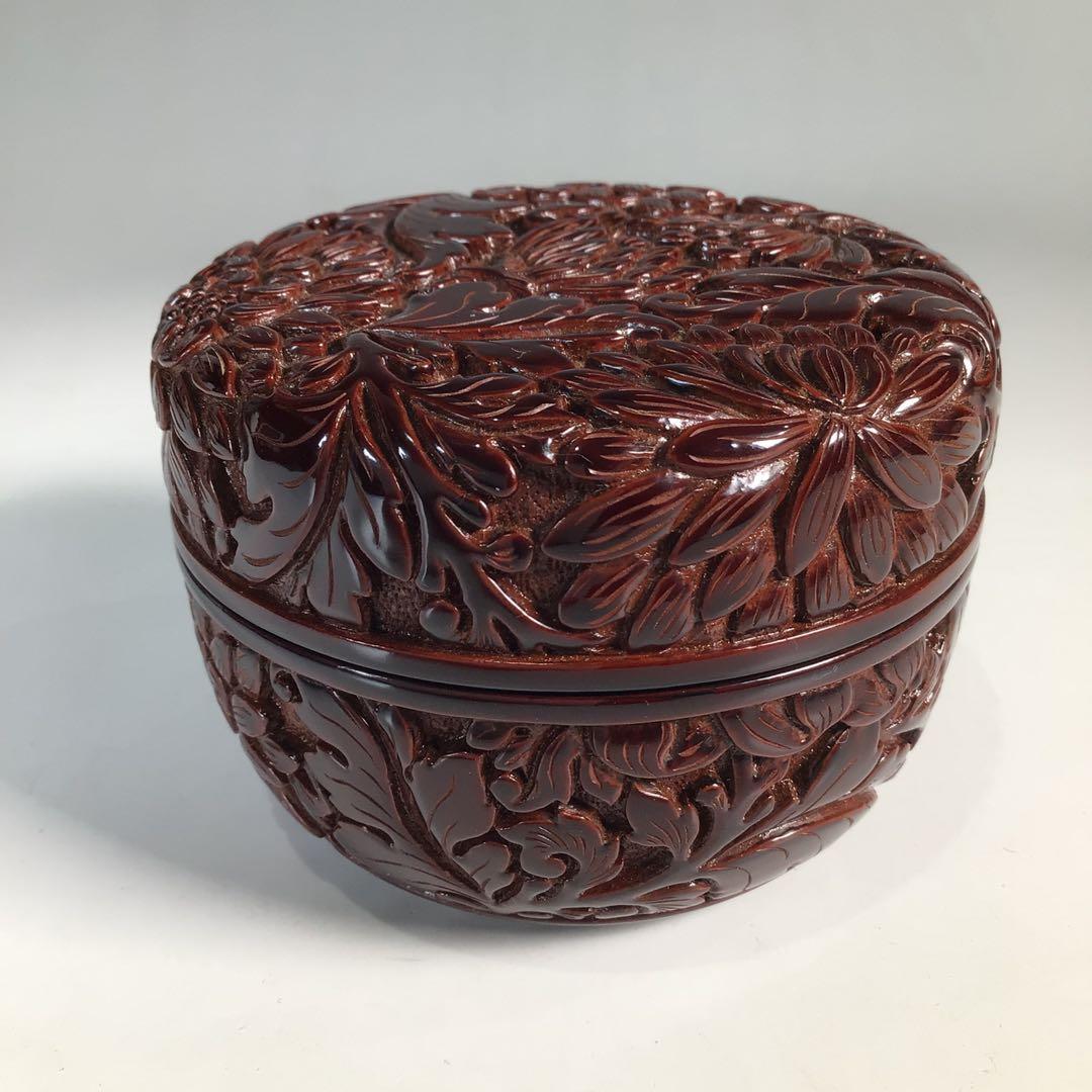 Ｎ９０９　棗　『高橋連峰作』『村上堆朱』『朱溜塗』『平棗』　共箱　茶道具