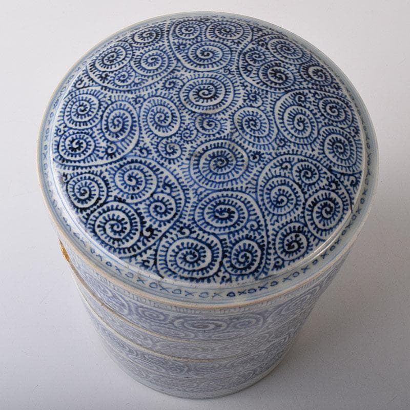 伊万里焼 古伊万里 染付 蛸唐草文 四段重箱 C R8464Hの通販はau PAY