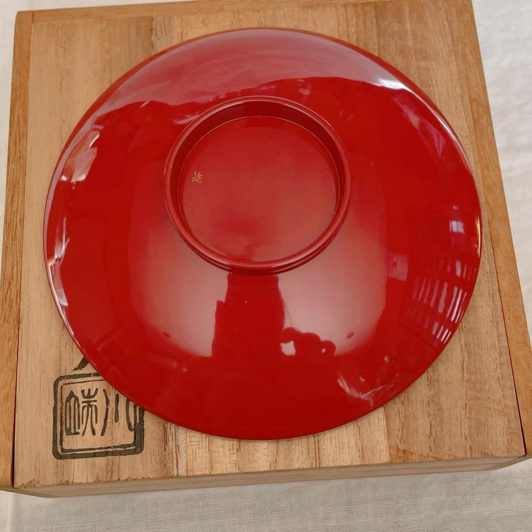 川端近左作　朱塗　蒔絵　雲　盃　漆匠　近左　共箱　茶道具　表千家