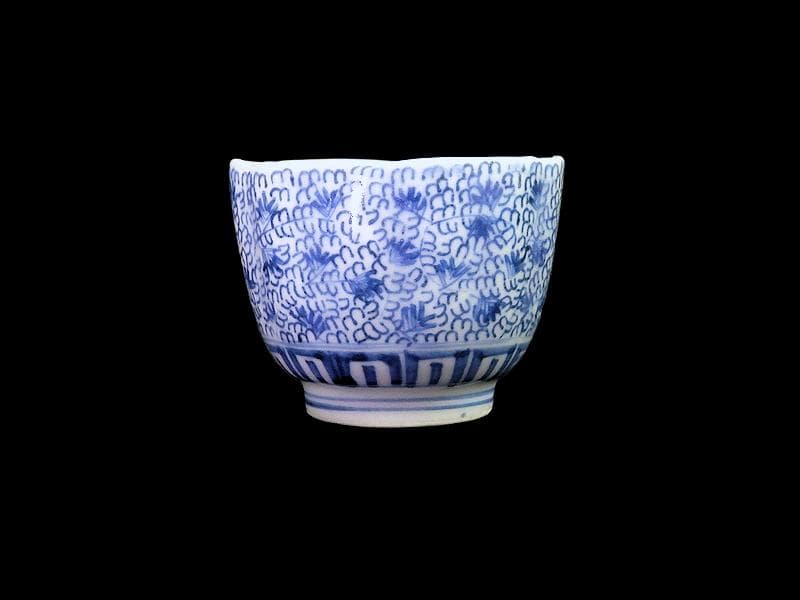 古伊万里　染付　微塵唐草　萩唐草の図　猪口　向付　５客　B015AS-CSj