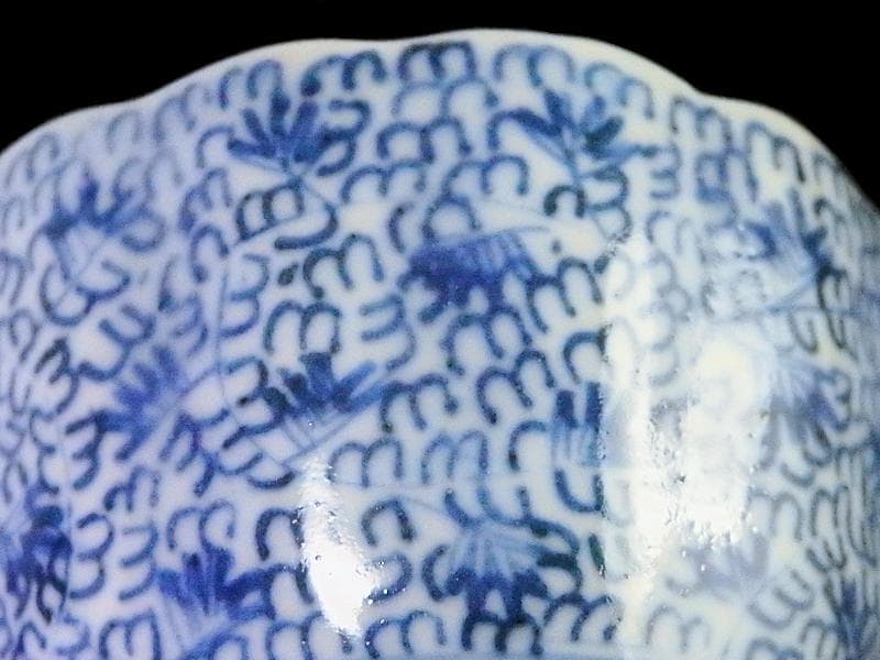 古伊万里　染付　微塵唐草　萩唐草の図　猪口　向付　５客　B015AS-CSj