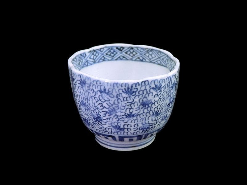 古伊万里　染付　微塵唐草　萩唐草の図　猪口　向付　５客　B015AS-CSj