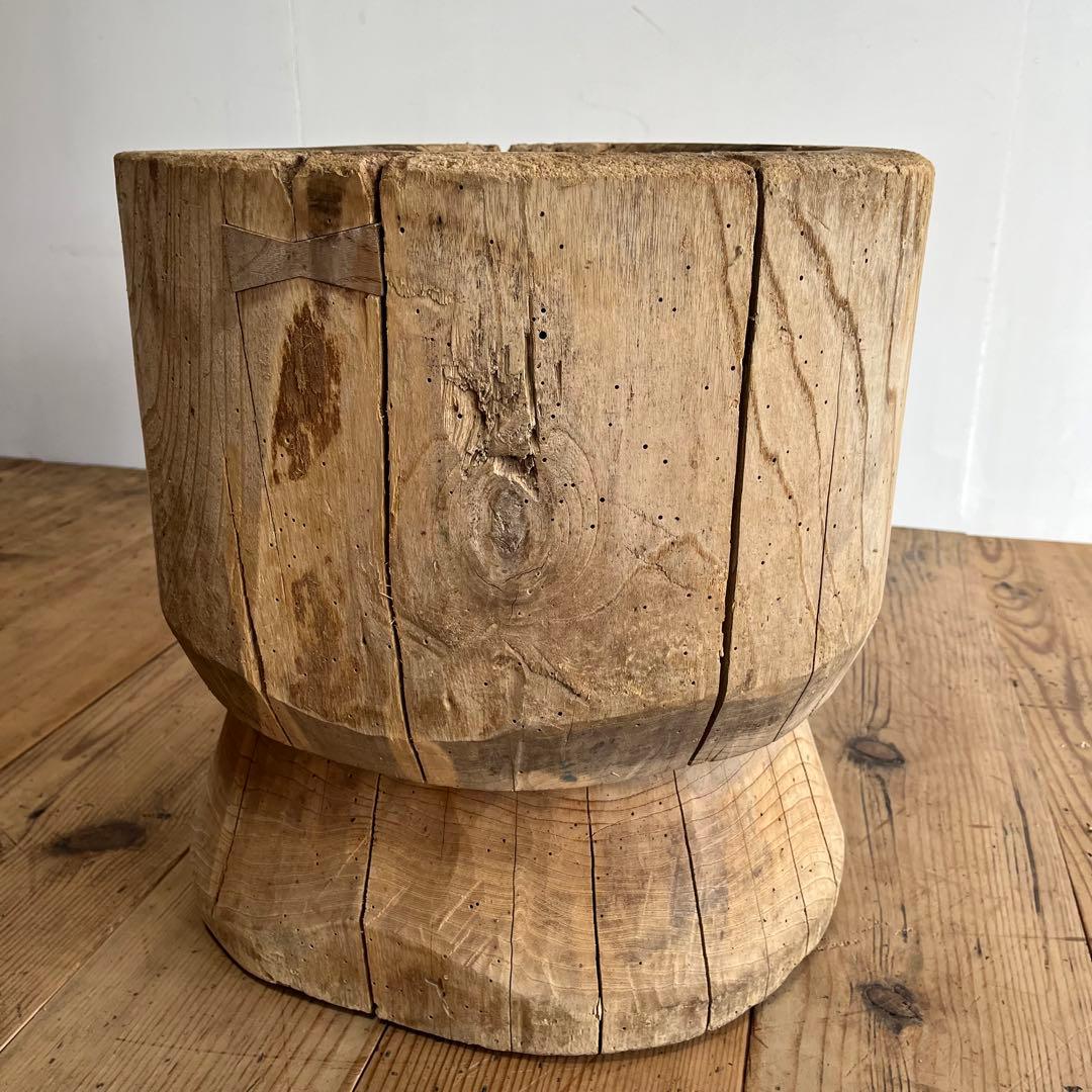 アンティーク ローテーブル 欅 ケヤキ 臼 プリミティブ 無塗装 《送料込み》