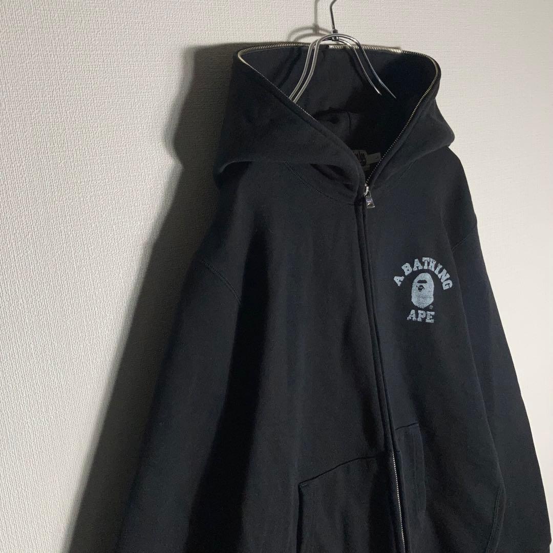 【美品】A Bathing Ape フルジップパーカー ビッグロゴ 黒 L.