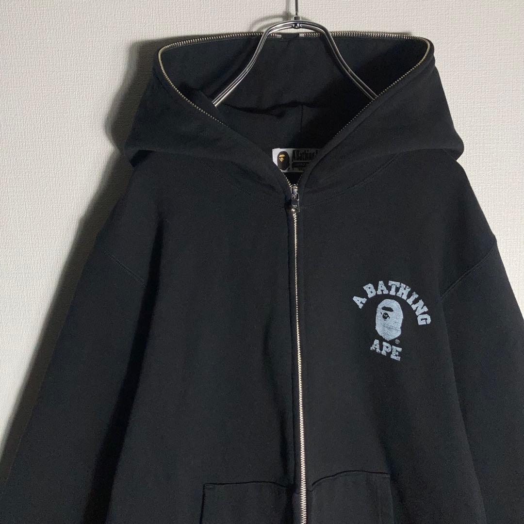 【美品】A Bathing Ape フルジップパーカー ビッグロゴ 黒 L.