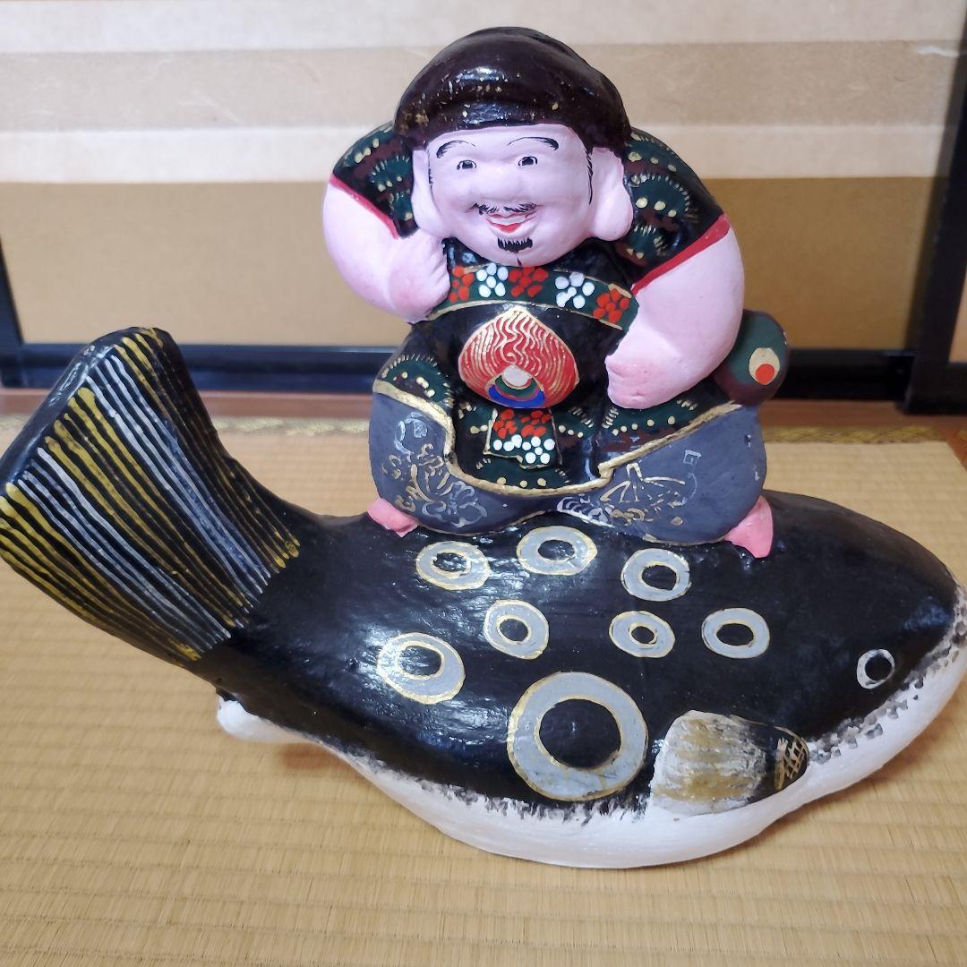 希少 中野人形 ふぐ乗り大黒天 土人形 土雛 奈良久雄 - メルカリ