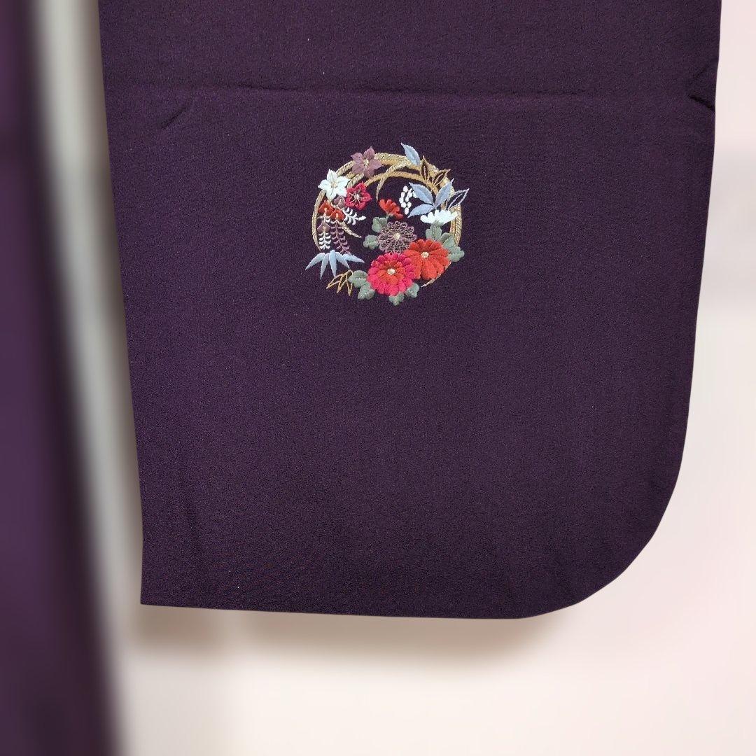 KH07.成人正絹無地系濃い紫色振袖 金糸刺繍入り 約160cm - メルカリ