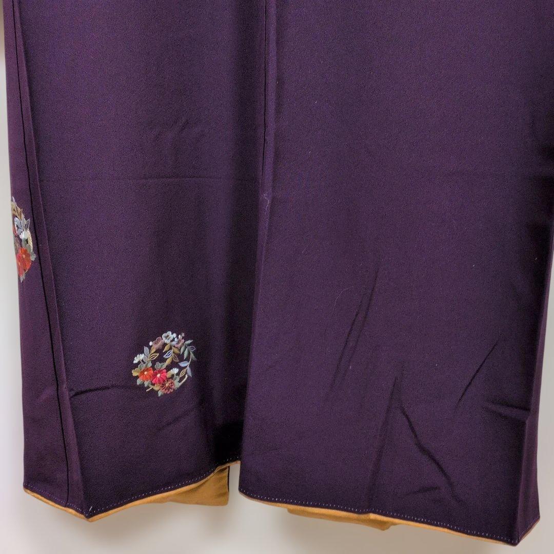 KH07.成人正絹無地系濃い紫色振袖 金糸刺繍入り 約160cm - メルカリ