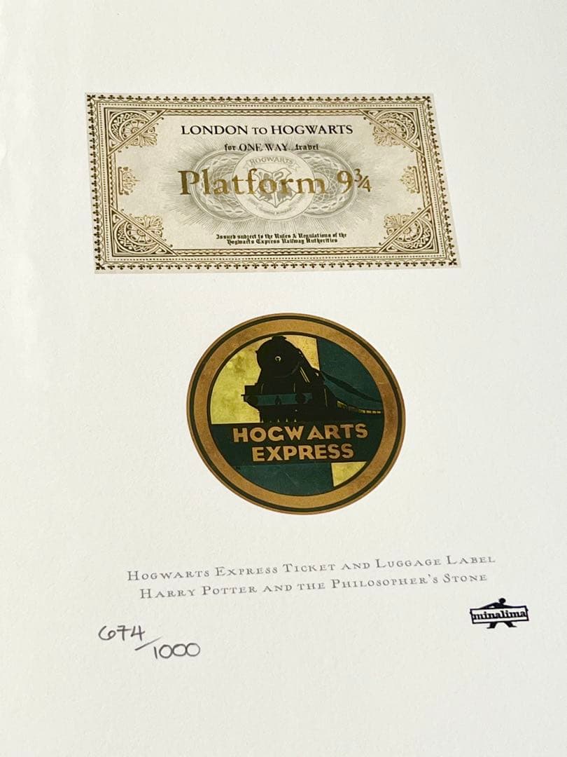 ハリーポッター　ミナリマアートプリント　ボグワーツ特急チケット　荷物ラベル　レア ハリーポッター ミナリマアートプリント ボグワーツ特急チケット 荷物