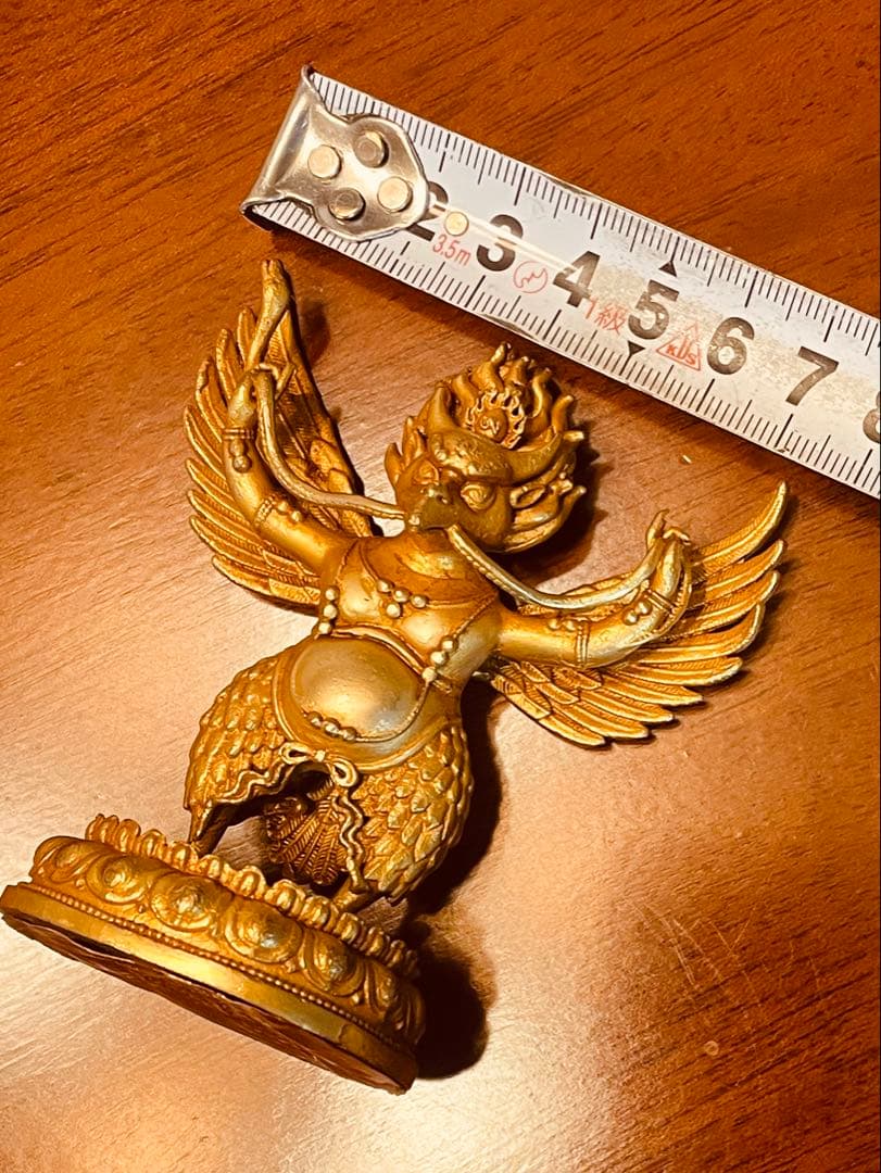 ＜チベット密教 新品1点物＞鍍金 ガルーダ（迦楼羅／金翅鳥）尊像 不死鳥