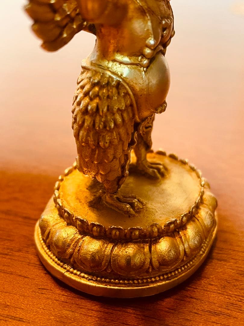 ＜チベット密教 新品1点物＞鍍金 ガルーダ（迦楼羅／金翅鳥）尊像 不死鳥