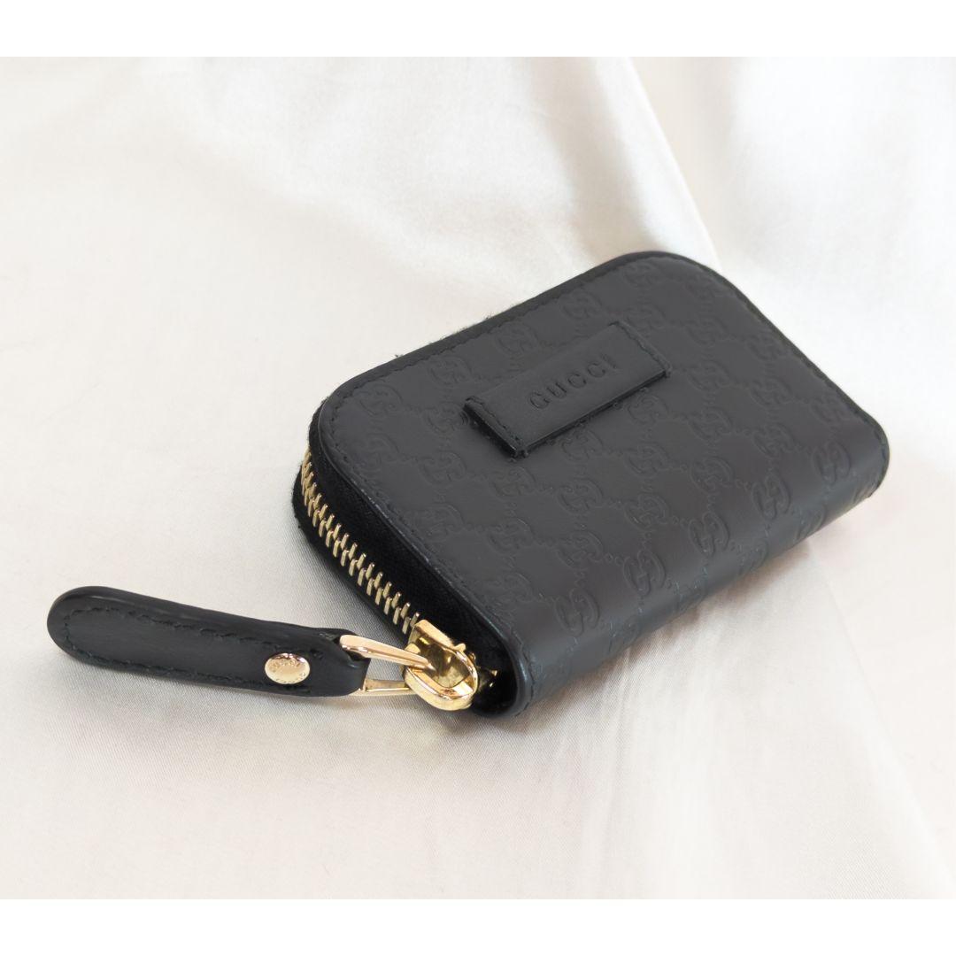 【未使用級】 グッチ ラウンドファスナー マイクロシマ ケース ブラック