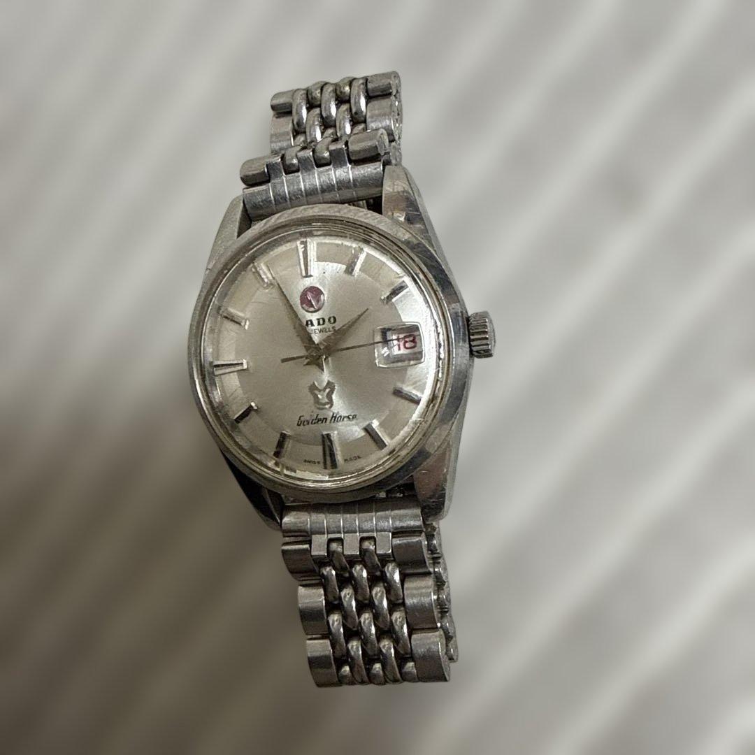 【稼動品】RADO 自動巻き時計 シルバー　GOLDEN HORSE