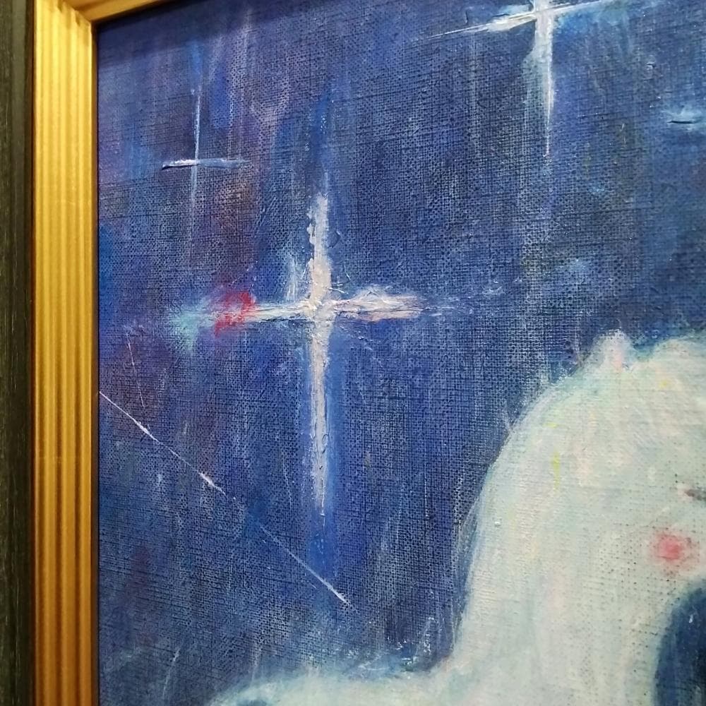 内野隆文　静かな雨と一角獣　絵画　アクリル画　F4号　現代美術　額付　真作