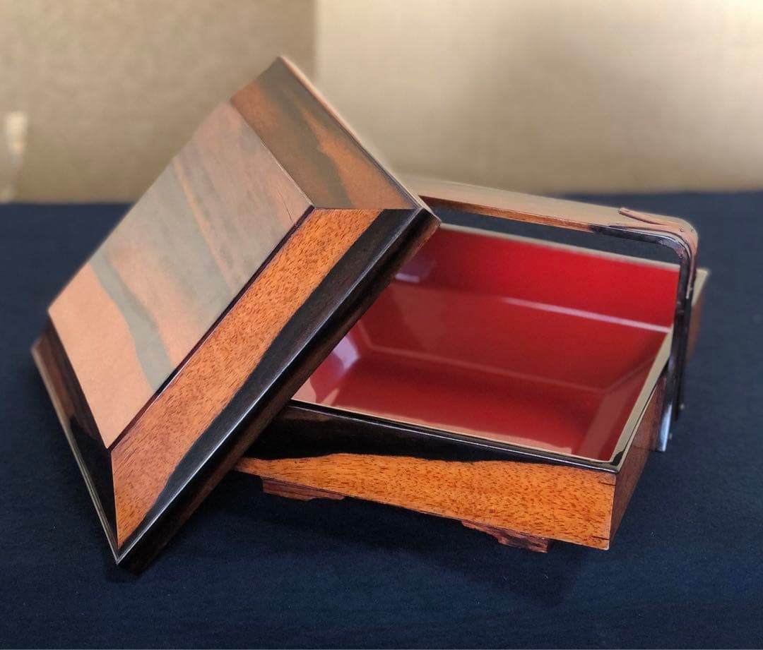 割引❗️《R》黒柿内朱 手付 四方菓子器 食籠 喰篭 飾り金具 250820G1