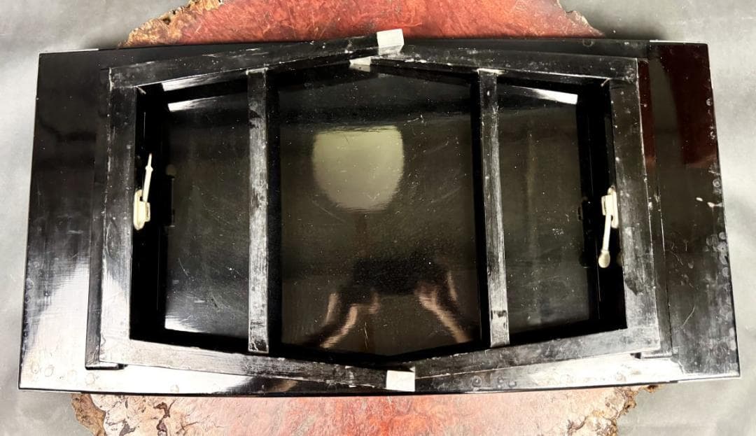 時代物 黒漆 木製青貝螺鈿装飾折り畳み式座卓 伝統工芸 唐木 茶道WWWT115