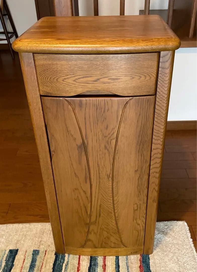 EDK82 浜本工芸 ナラ無垢材 ファックス台 2口コンセント付き 電話台 No