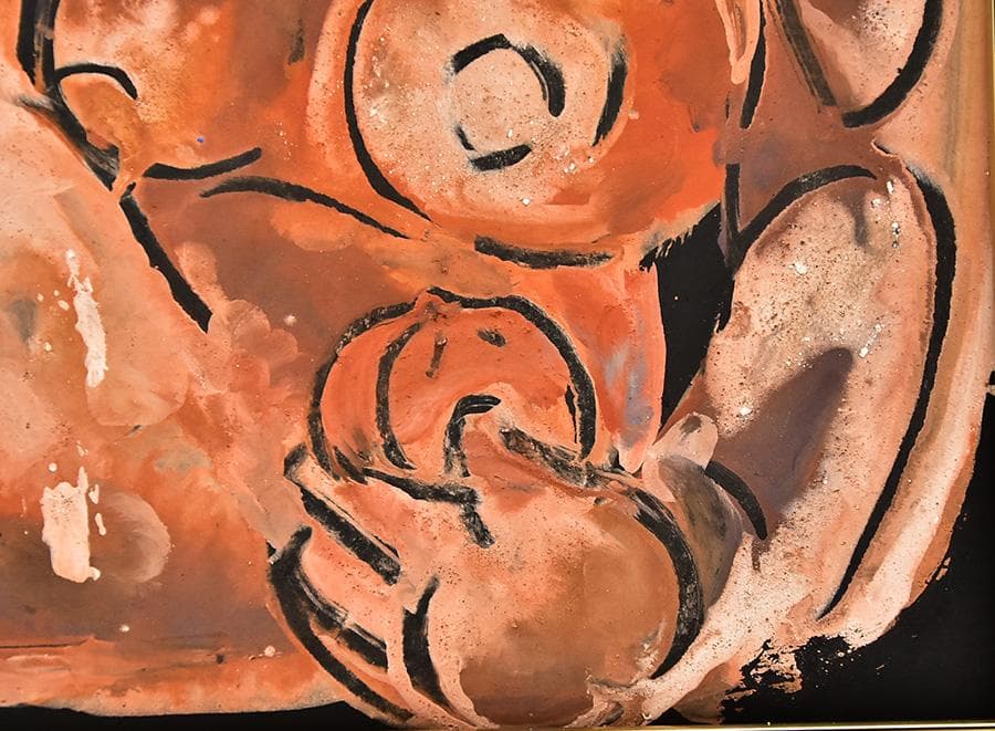 真作 ] 篁牛人 画 水彩画 裸婦 肉筆 額装 8号 縦35cm 横37cm