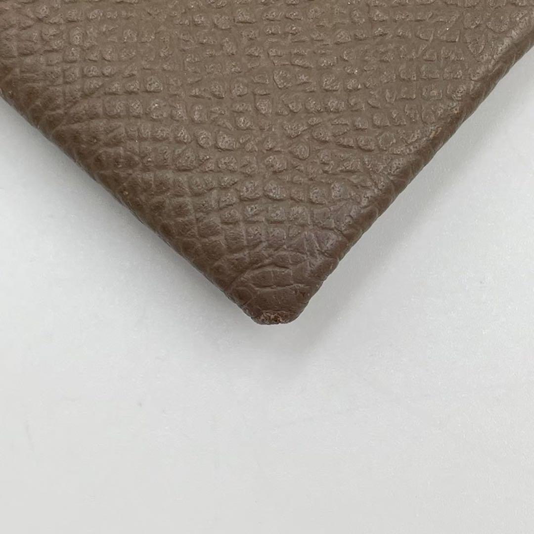 良品　エルメス　バスティア　ケース　コンパクトウォレット　レザー　ブラウン