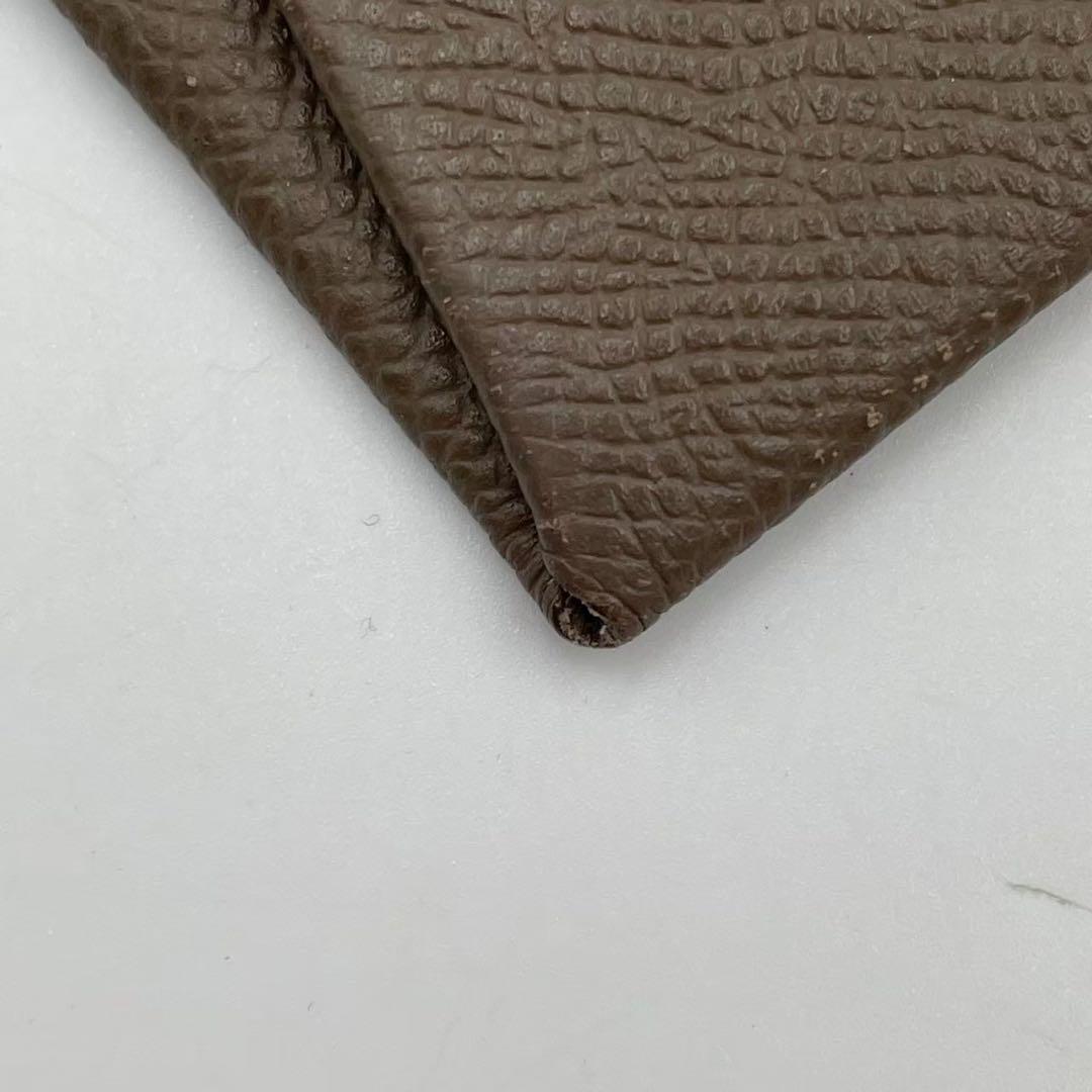 良品　エルメス　バスティア　ケース　コンパクトウォレット　レザー　ブラウン