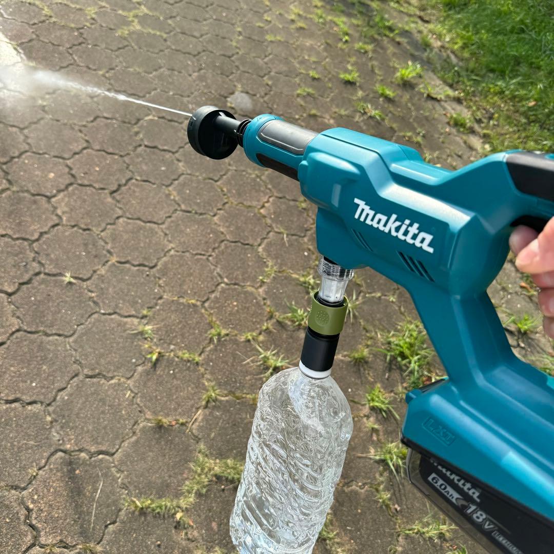 マキタ18V充電式洗浄機用ペットボトルアダプター&クリップ紛失防止