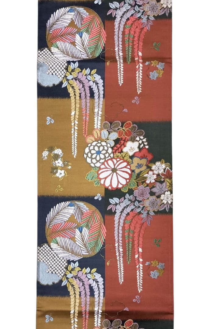 袋帯】若松に藤・菊模様 雪輪 桔梗 楓 桜 萩 アンティーク L108326548