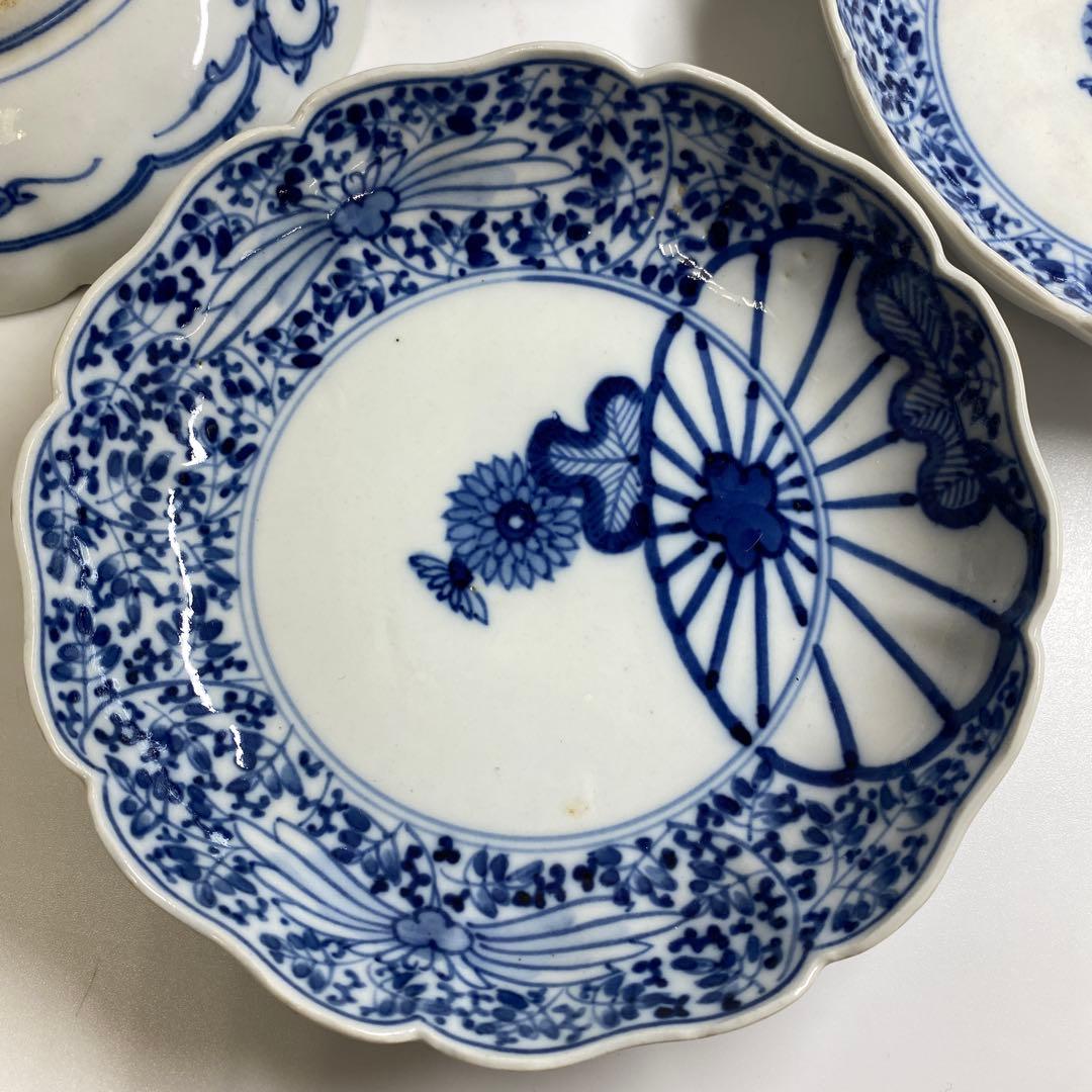 古伊万里　渦福　花唐草膾皿5枚　幅約16㎝　東Y7-0204☆2Fタサオ