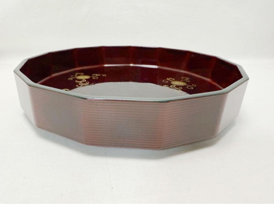 未使用 茶道具 豊斎作 鵬雲斎好 木製真塗 蒔絵付 松聲盆 干菓子器 十五角共箱