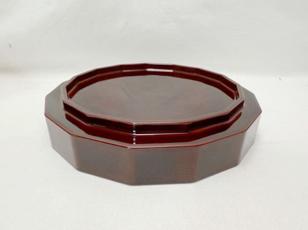 未使用 茶道具 豊斎作 鵬雲斎好 木製真塗 蒔絵付 松聲盆 干菓子器 十五角共箱