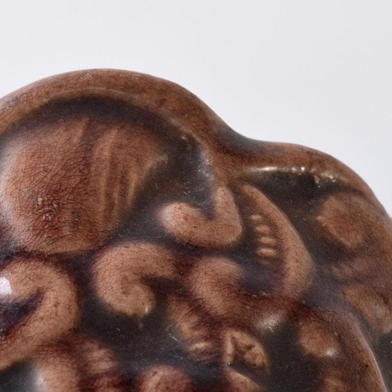 中国 紫交趾 花口酒盃 時代箱 C R8473