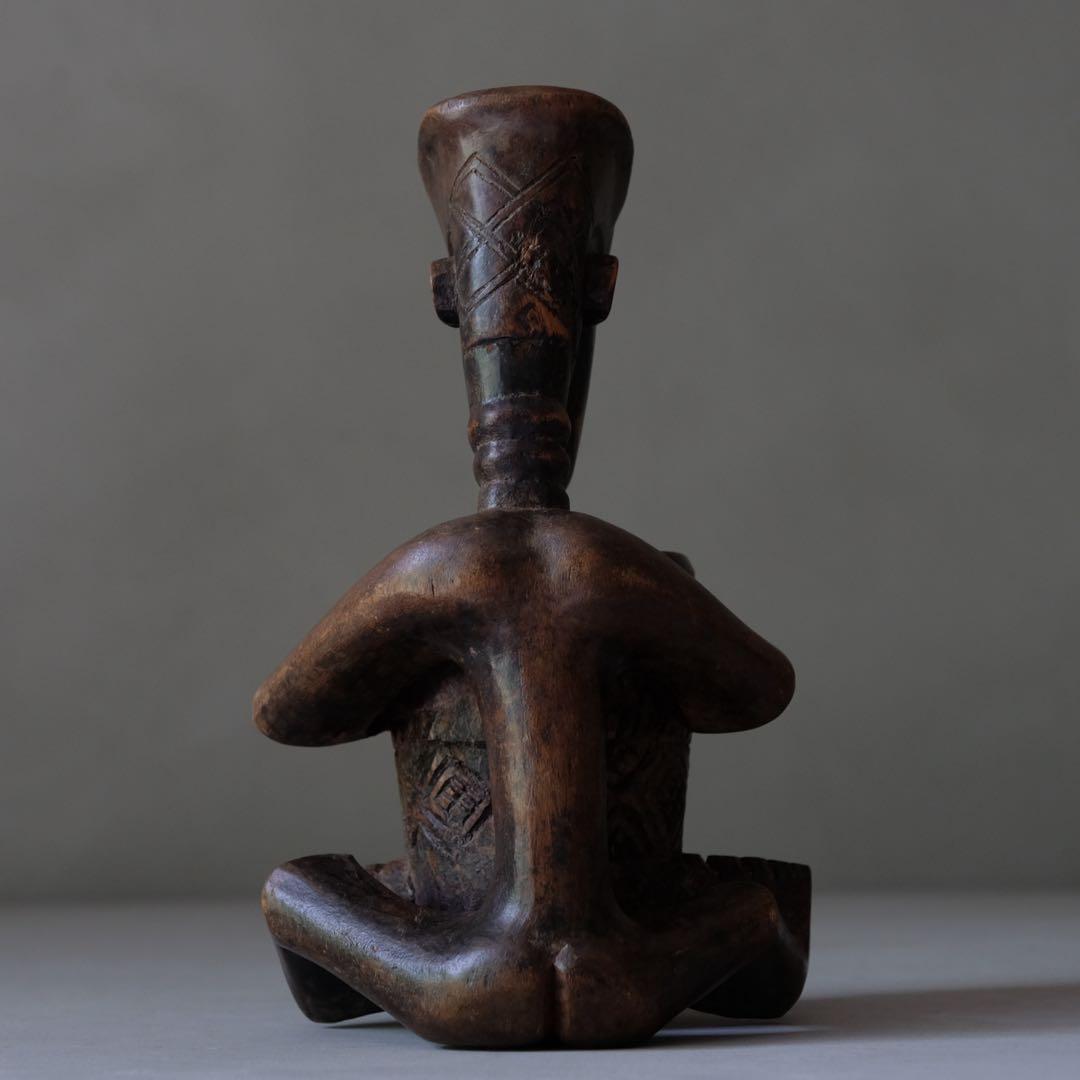 アフリカ 小物入れ付き木彫 オブジェ プリミティブ アート アンティーク