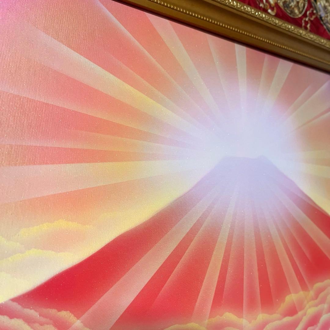 富士山絵画風景画新春セール｜ダイヤモンド赤富士八二判額縁 風水金運恋愛運安産祈願