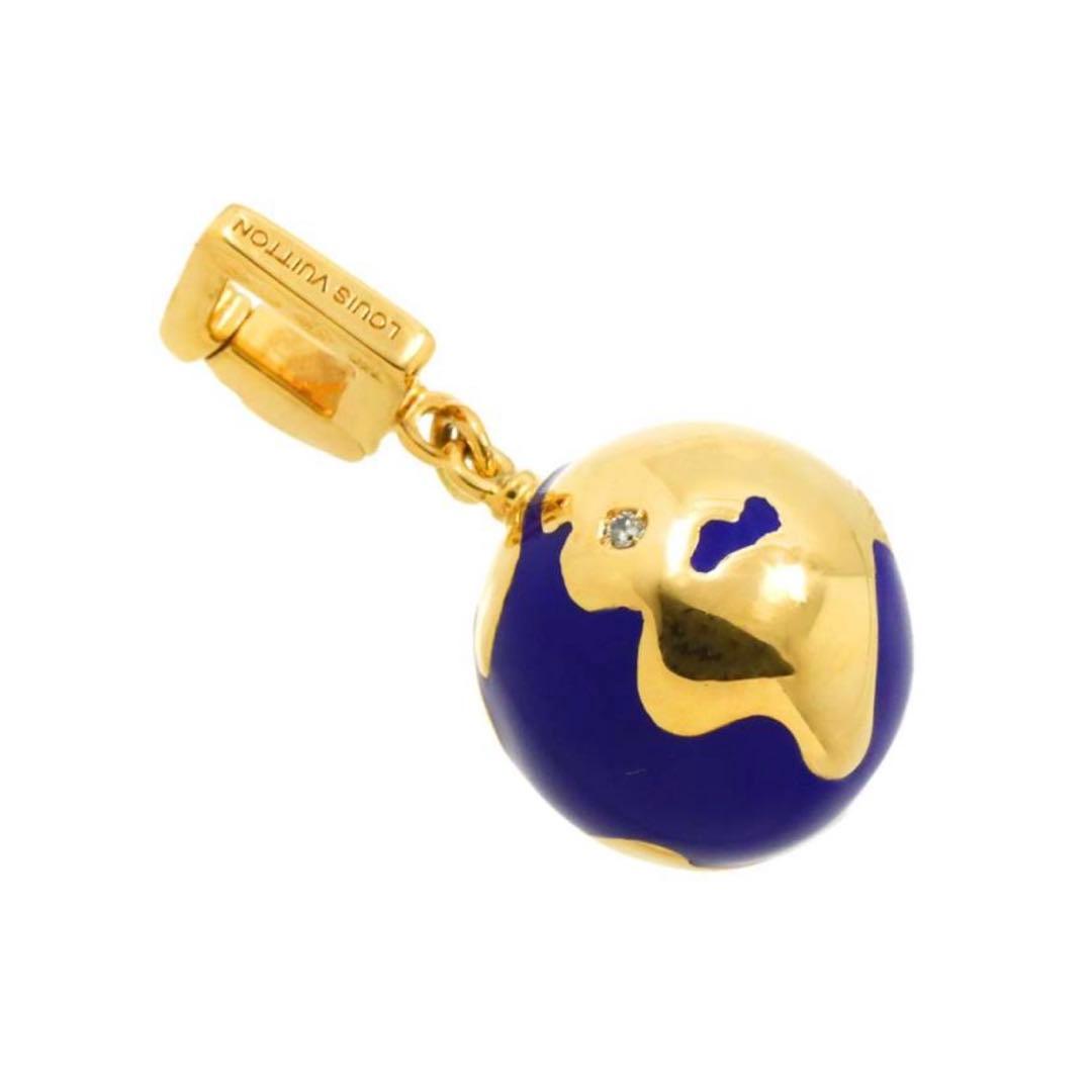 チ*ボ様 ルイヴィトン チャーム トップ K18YG エナメル ダイヤモンド 地