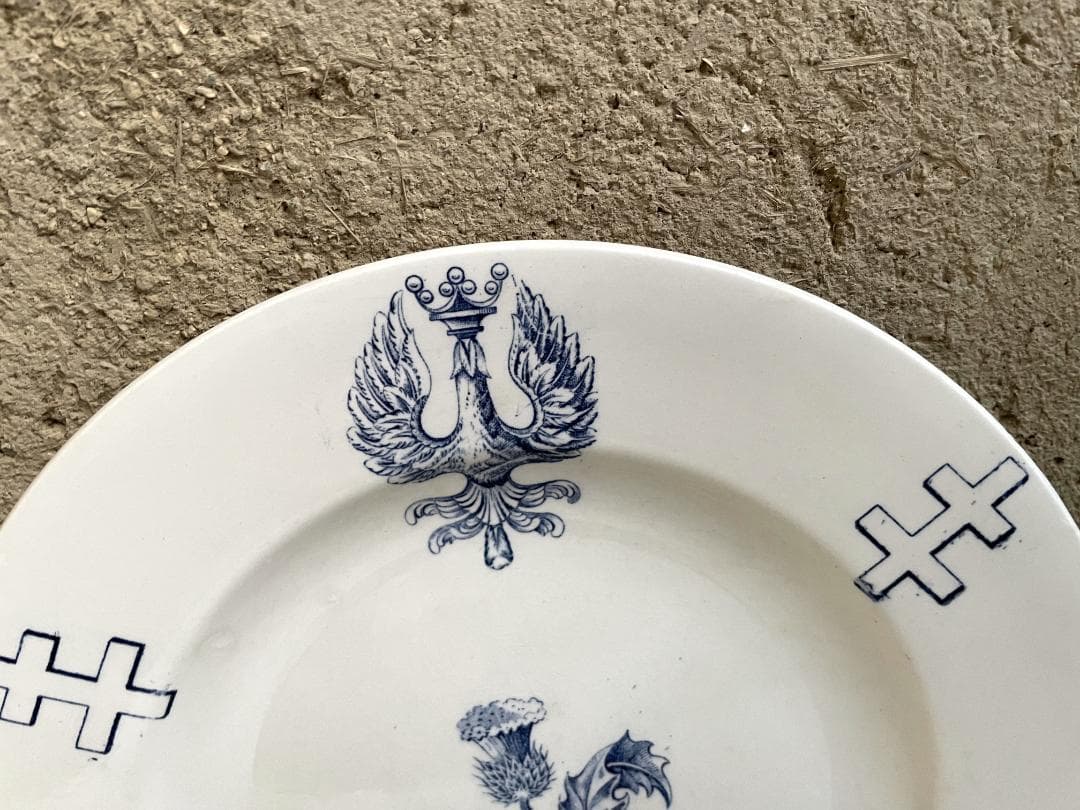 リュネヴィル窯 ロレーヌ十字 平皿 20.5cm N-896/アンティーク皿