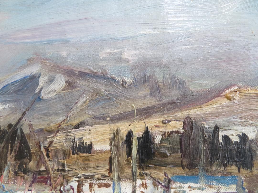 ◆岡田又三郎　「雪の湖畔（山中湖）」　油彩　M10号　日展理事　日本芸術院賞◆