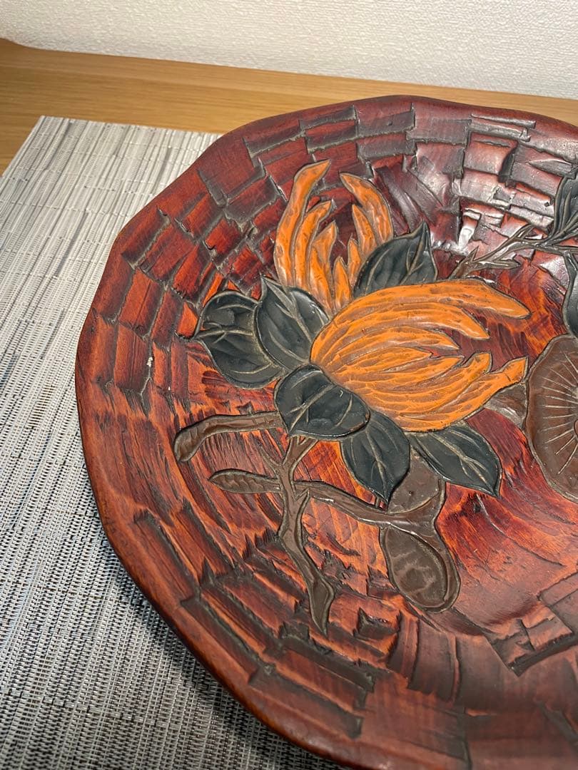 0318 烏城彫？ 菓子器 小物入れ 装飾皿 27cm