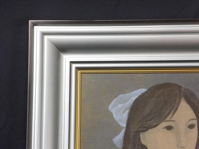 橋本弘安　落款印譜 共シール『窓辺』 日本画　紙本に岩絵具彩色 1011W