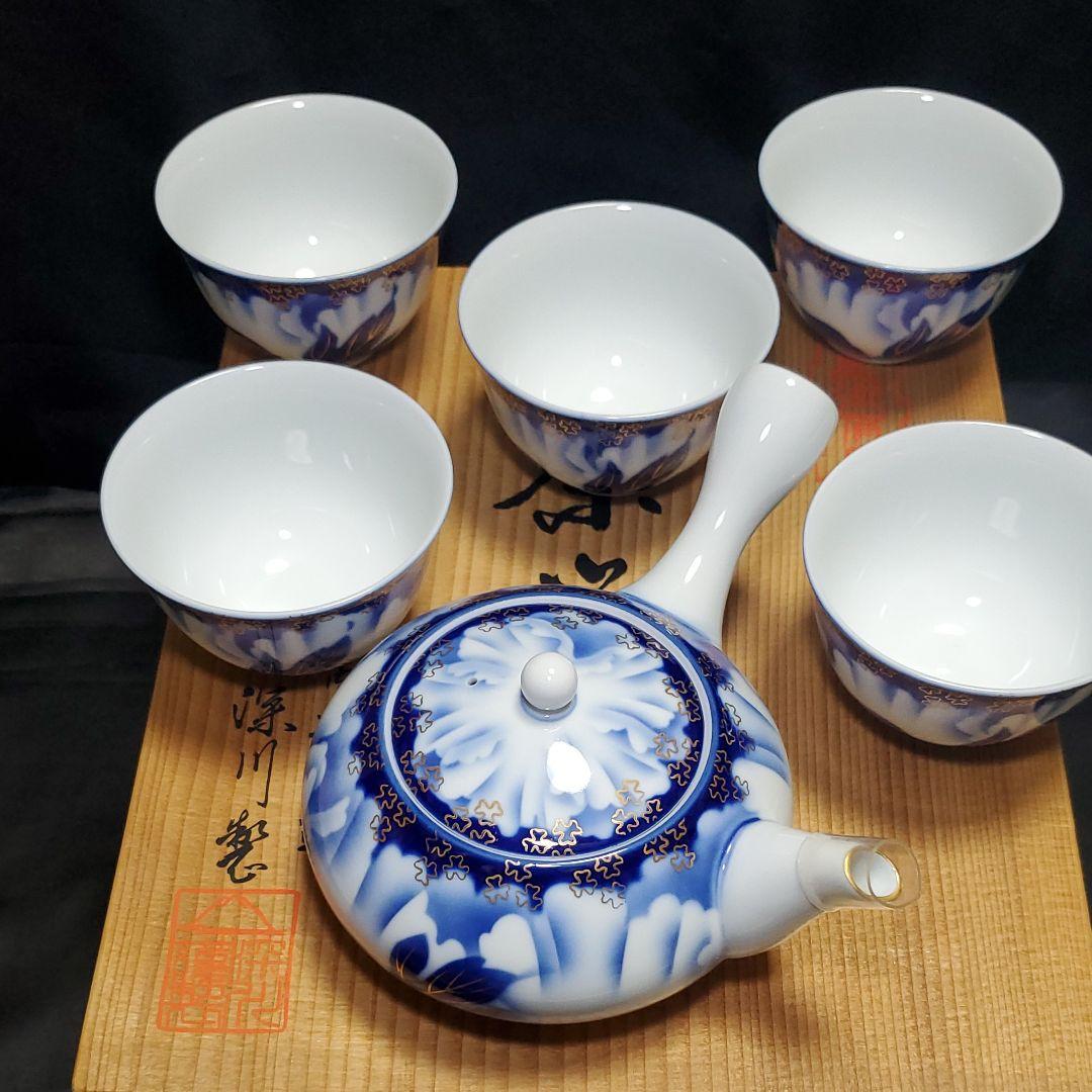 深川製磁 牡丹金ミル 新急須茶器 湯呑 金彩 美品 ポット