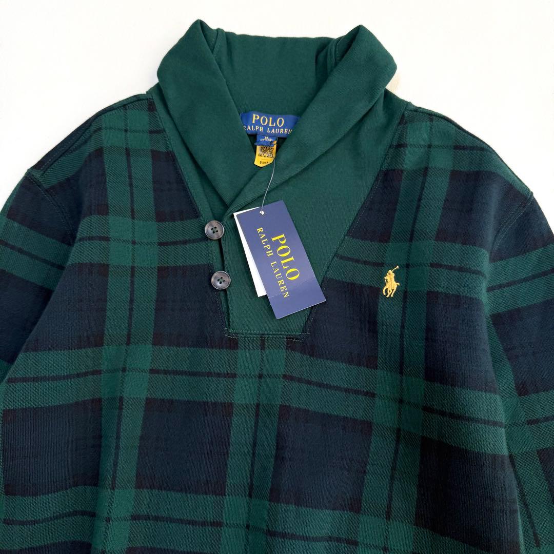 新品✨ポロラルフローレン　ブラックウォッチスウェット　ショールカラー　M