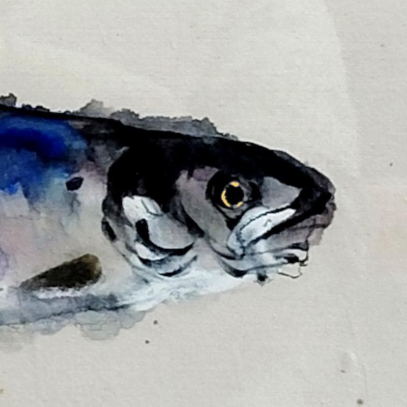☆上野山清貢☆ 「やまめ」 水彩画 ◇帝展特選・北海道新聞社文化賞