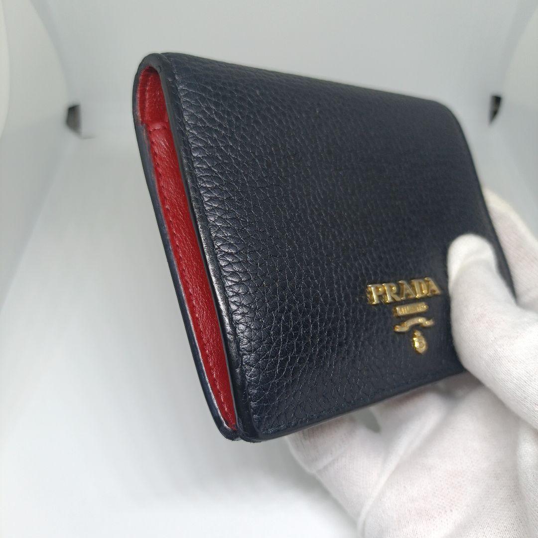 箱あり　プラダ２つ折り財布　PRADA折財布ブラック