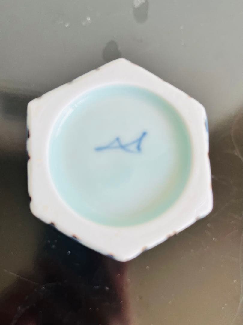 宮岡麻衣子 花月窯 よろけ縞文六角置き掛け花入 花器 陶芸 染