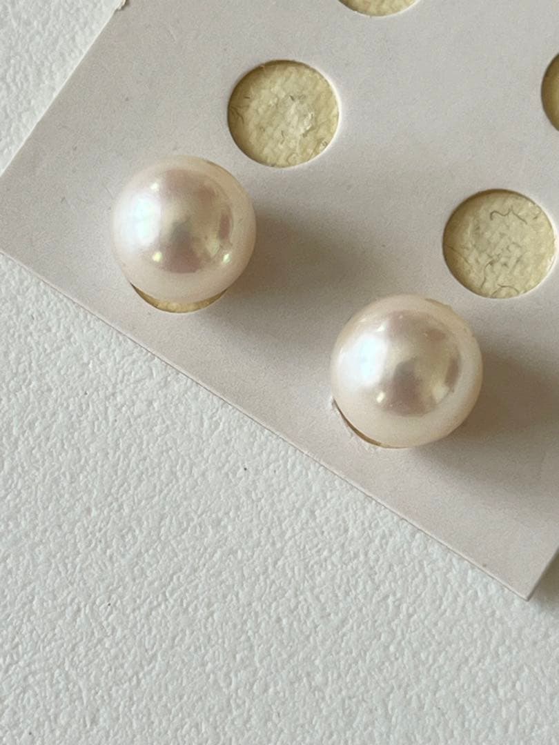 あこや真珠①片穴　9.0~9.5mm 2珠　本真珠　アコヤ　ルース パール
